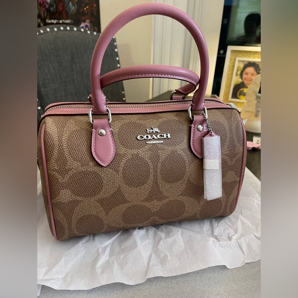 COACH Rowan Satchel Bag In Maxi Signature Canvas.